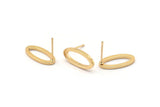 Altın Oval Küpe, 4 Altın Kaplama Pirinç Oval Küpe (16x8x1,5 mm) D1564 A1433