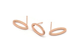 Rose Gold Oval Earring, 4 Rose Gold Plated Brass Oval Stud Earrings (16x8x1.5mm) D1564 A1433