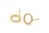 Gold Circle Earring, 6 Gold Plated Brass Circle Stud Earrings (10mm) N0439 A1131 Q0851