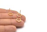 Gold Circle Earring, 6 Gold Plated Brass Circle Stud Earrings (10mm) N0439 A1131 Q0851