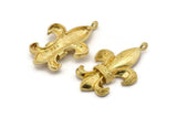 Fleur De Lis Charm, Raw Brass Fleur De Lis Charm Pendants With 1 Loop (44x31mm) N1875