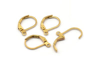 Brass Leverback Earring, 50 Raw Brass Plain Leverback Earring Findings (16x10mm) Bs 1102--A0896
