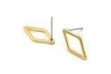 Brass Diamond Earring, 12 Raw Brass Diamond Stud Earrings (7.5x14x1mm) D0030 A2140