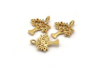 Gold Tree Charm, Gold Plated Tree, Cubic Zircon, 2 CZ Pave Tree Charms, Zircon Charm Pendants With 1 Loop (16x13mm) SY0105