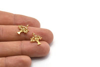 Gold Tree Charm, Gold Plated Tree, Cubic Zircon, 2 CZ Pave Tree Charms, Zircon Charm Pendants With 1 Loop (16x13mm) SY0105