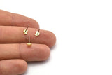 Brass Moon Earring, 12 Textured Raw Brass Tiny Crescent Moon Stud Earrings (5x4x0.80mm) M01816 A2490