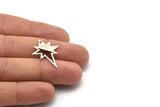 Silver Pole Star Charm, 6 Antique Silver Plated Brass, Silver Charms, Silver Pole Star Charms With 1 Hole (27x22x0.80mm) M02484