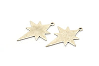 Silver Pole Star Charm, 6 Antique Silver Plated Brass, Silver Charms, Silver Pole Star Charms With 1 Loop (30x22x0.80mm) M02478