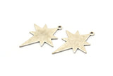 Silver Pole Star Charm, 6 Antique Silver Plated Brass, Silver Charms, Silver Pole Star Charms With 1 Loop (30x22x0.80mm) M02478