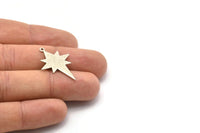 Silver Pole Star Charm, 6 Antique Silver Plated Brass, Silver Charms, Silver Pole Star Charms With 1 Loop (30x22x0.80mm) M02478