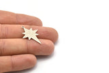 Silver Pole Star Charm, 6 Antique Silver Plated Brass, Silver Charms, Silver Pole Star Charms With 1 Loop (30x22x0.80mm) M02478