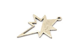 Silver Pole Star Charm, 6 Antique Silver Plated Brass, Silver Charms, Silver Pole Star Charms With 1 Loop (30x22x0.80mm) M02486