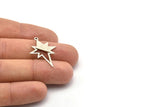 Silver Pole Star Charm, 6 Antique Silver Plated Brass, Silver Charms, Silver Pole Star Charms With 1 Loop (30x22x0.80mm) M02486