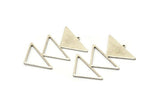 Silver Triangle Charm, 2 Antique Silver Plated Brass Triangle Charms With 1 Loop (47x30x1mm) M01809