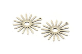 Silver Sun Charm, 10 Textured Antique Silver Plated Brass Sun Charms With 1 Loop (27x0.80mm)  M01646 H0899