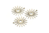 Silver Sun Charm, 10 Textured Antique Silver Plated Brass Sun Charms With 1 Loop (27x0.80mm)  M01646 H0899