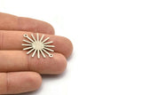 Silver Sun Charm, 6 Textured Antique Silver Plated Brass Sun Connectors With 2 Loops, Pendants (29x25x0.80mm) M01652 H0859