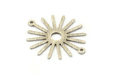 Silver Sun Charm, 8 Textured Antique Silver Plated Brass Sun Connectors With 2 Loops, Pendants (29x25x0.80mm) M01673 H1057