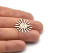 Silver Sun Charm, 10 Antique Silver Plated Brass Sun Charms With 1 Loop (27x0.80mm) A1727 M01676