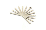 Silver Sun Charm, 4 Textured Antique Silver Plated Brass Sun Charms With 1 Loop (22x30x0.80mm) M02269