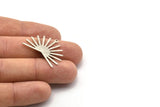 Silver Sun Charm, 4 Textured Antique Silver Plated Brass Sun Charms With 1 Loop (22x30x0.80mm) M02269