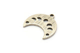 Silver Moon Charm, 10 Textured Antique Silver Plated Brass Crescent Moon Phases Charms With 1 Loop And 2 Holes (15x9x1mm) M01849