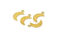 Brass Moon Charm, 300 Raw Brass Moon Charms, Findings With 1 Loop (14x6mm) Brs 785 A0303