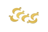 Brass Moon Charm, 300 Raw Brass Moon Charms, Findings With 1 Loop (14x6mm) Brs 785 A0303