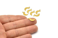 Brass Moon Charm, 300 Raw Brass Moon Charms, Findings With 1 Loop (14x6mm) Brs 785 A0303