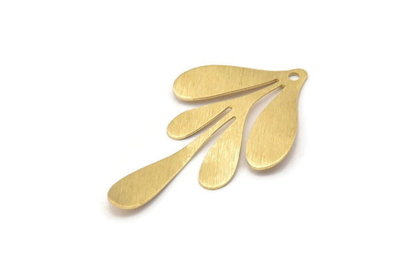 Brass Leaf Charm, 12 Raw Brass Textured Leaf Charm Earrings With 1 Hole, Findings (46x26x0.60mm) D846