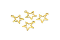 Brass Star Charm, 50 Raw Brass Star Charms (14x12mm) Brs 299 A0298