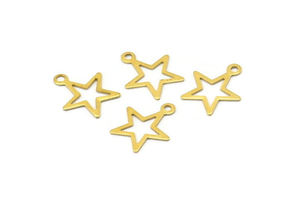 Brass Star Charm, 50 Raw Brass Star Charms (14x12mm) Brs 299 A0298