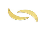 Crescent Moon Charm, 24 Raw Brass Moon Charms With 2 Holes (36x7x0.80mm) V105