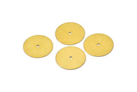 Round Brass Connector, 30 Raw Brass Round Discs, Middle Hole Connectors, Bead Caps, Findings (16mm) Brs 66 A0445