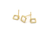 Gold Square Earring, 10 Gold Plated Brass Square Stud Earrings (6x0.90mm) Bs-1114 A1753