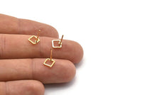 Gold Square Earring, 10 Gold Plated Brass Square Stud Earrings (6x0.90mm) Bs-1114 A1753