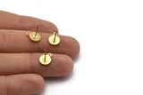 Brass Round Earring, 10 Raw Brass Round Stud Earrings With 1 Loop (10x8x1mm) E041 A1787