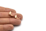 Rose Gold Earring Post, 4 Rose Gold Plated Brass Moon Earring Posts With 1 Loop (14x15mm) BS 2439 H1009