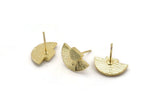 Gold Earring Posts, 4 Gold Plated Brass Semi Circle Earring Stud (16x10mm) N0797 Q0701
