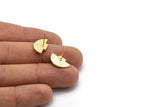 Gold Earring Posts, 4 Gold Plated Brass Semi Circle Earring Stud (16x10mm) N0797 Q0701