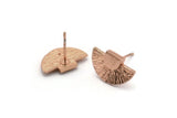 Rose Gold Earring Posts, 4 Rose Gold Plated Brass Semi Circle Earring Stud (16x10mm) N0797 Q0701
