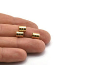 Gold End Cap, 10 Gold Plated Brass End Cap, Cord Tip - 5mm Cord End - (6x7.50mm)  B0061 Q0841
