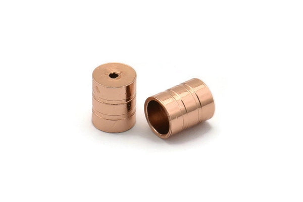 Rose Gold End Cap, 10 Rose Gold Plated Brass End Cap, Cord Tip - 5mm Cord End - (6x7.50mm) B0061 Q0841