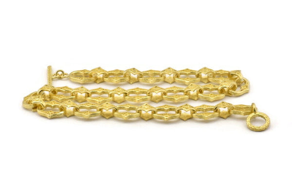 Brass Necklace Chain, Raw Brass Rope Chain Necklace, Chain Choker Necklace (46cm - 18.1 inc) 20x16x3 - 14x9mm N1880