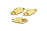 Brass Hand Charm, Raw Brass Hand Shaped Charms With 1 Loop, Pendants, Earring Findings (15x7x1.2mm) N1900
