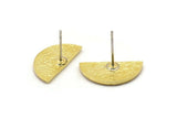 Brass Earring Posts, 4 Raw Brass Semi Circle Sun Shaped Earrings Stud, Half Moon Studs, Sun Studs (9x17x1.5mm) N1911