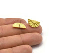 Brass Earring Posts, 4 Raw Brass Semi Circle Sun Shaped Earrings Stud, Half Moon Studs, Sun Studs (9x17x1.5mm) N1911