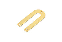 Altın Geometrik Charm, 3 Delikli 6 Altın Kaplama Pirinç U Şeklinde Kolye, Charmlar, Bulgular (26x12x0,55 mm) E016 Q0499