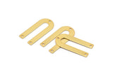 Altın Geometrik Charm, 3 Delikli 6 Altın Kaplama Pirinç U Şeklinde Kolye, Charmlar, Bulgular (26x12x0,55 mm) E016 Q0499