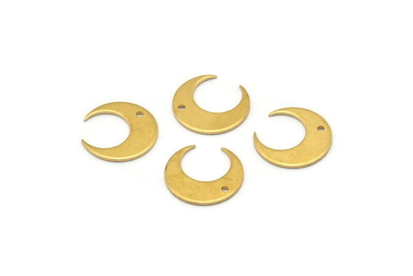 Brass Moon Charms, 24 Raw Brass Crescent Moon Charms With 1 Hole, Pendants, Earrings, Findings (14x13.5x5x0.8mm) E147